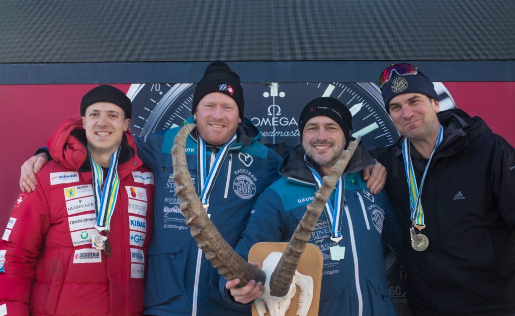 Eventfotos auf der Olympia Bob Run St. Moritz – Celerina, , Bob Meisterschaft 2024, Siegerehrung auf der ältesten Bobbahn der Welt